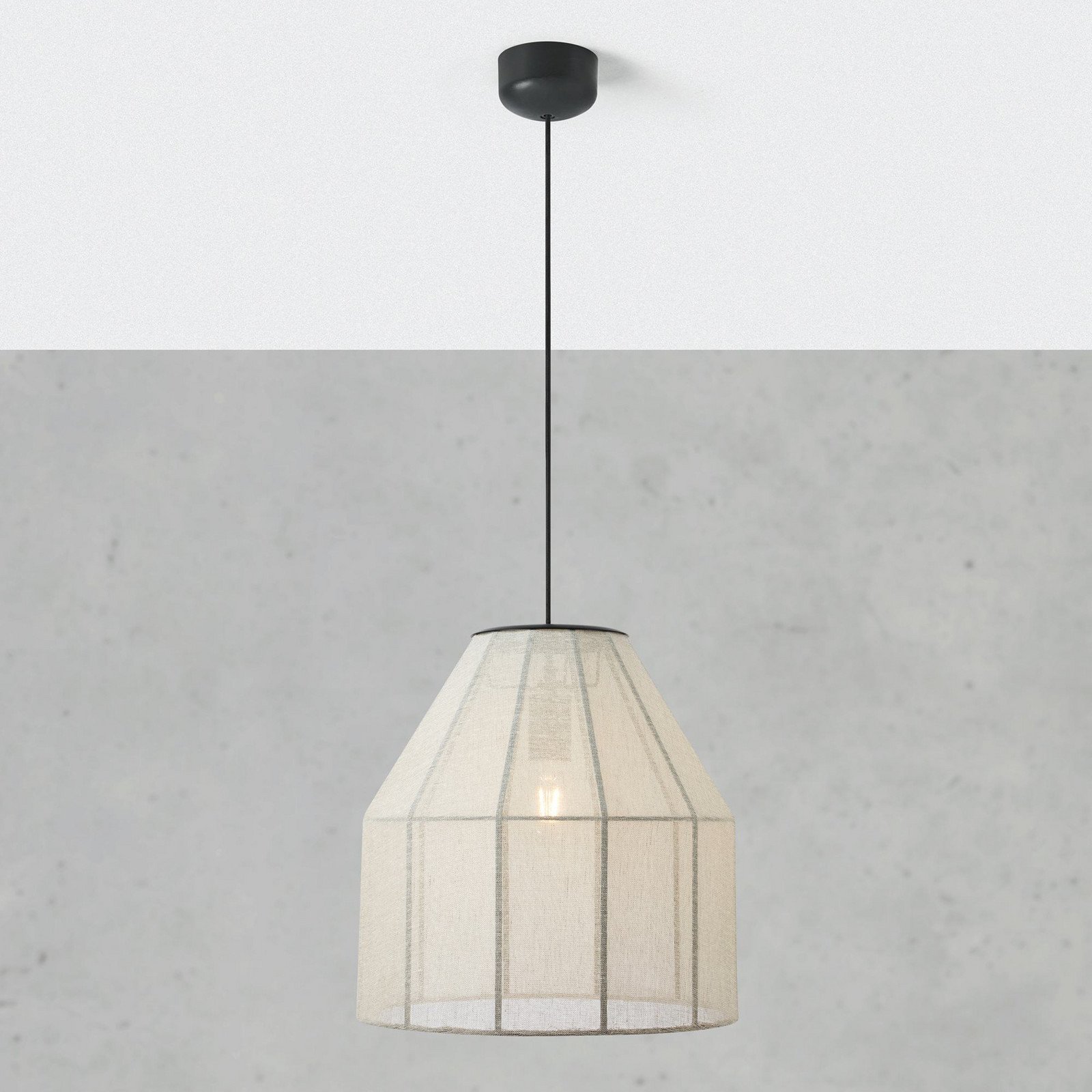 Markslöjd Lampă suspendată Aiko bej/negru Ø 37 cm pânză/metal - Camera de zi / sufragerie - bej negru - Țesătură / Textil