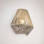LED battery-powered wall light Lira, brown, paper yarn, touch, H 19 cm