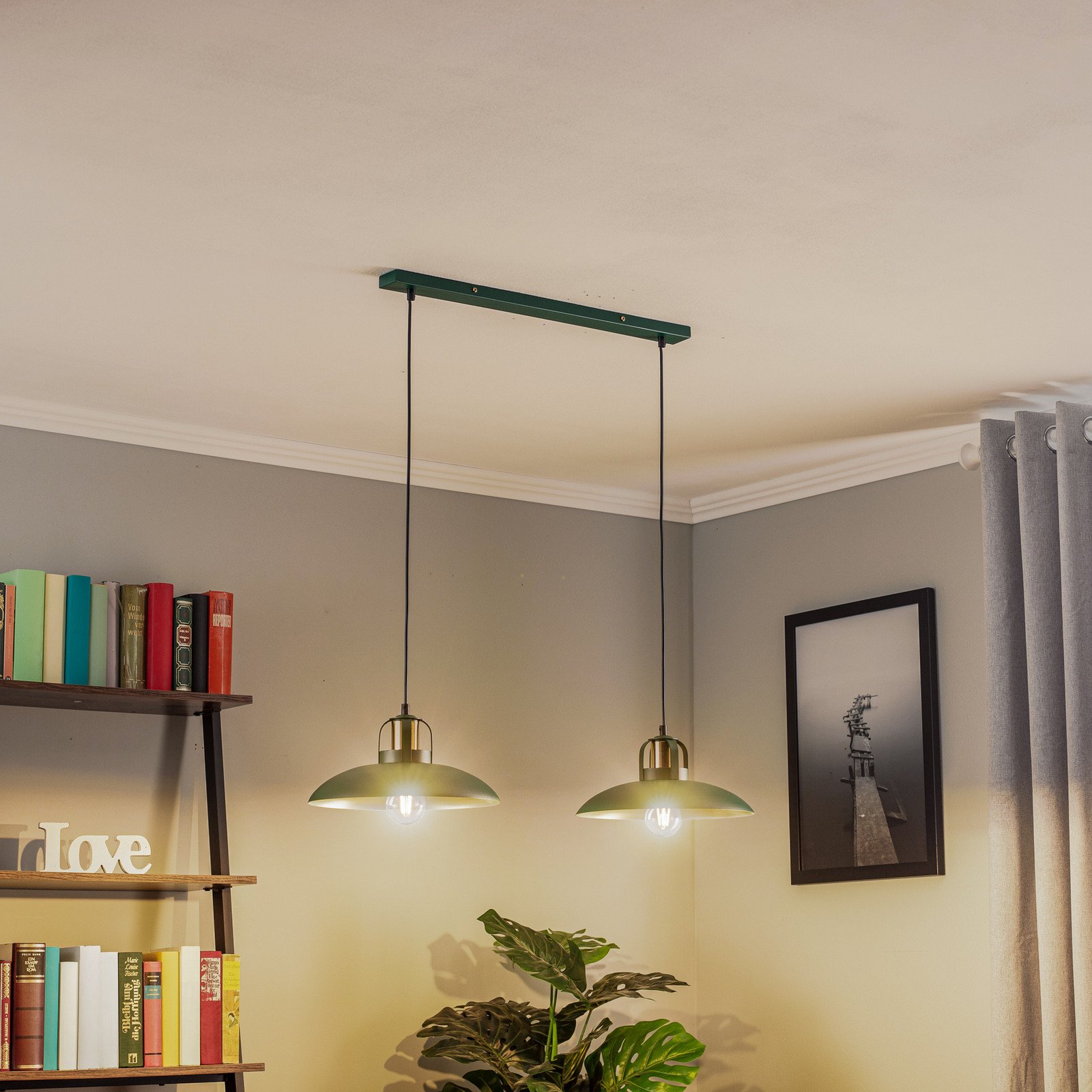 Eko-Light Lampă suspendată Felix verde/auriu 2 becuri - Camera de zi / sufragerie - Design industrial - verde auriu - Metal