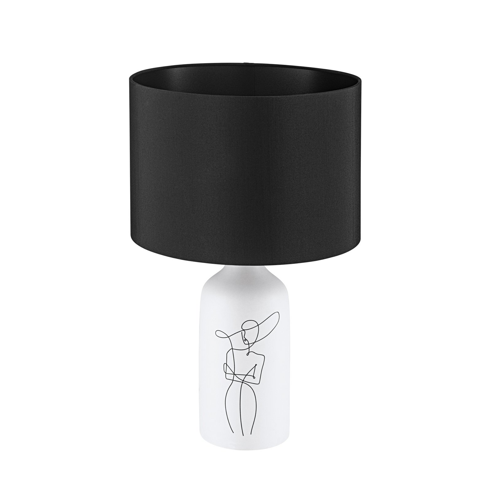 EGLO Vinoza lampă de masă, picior alb abajur negru