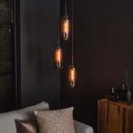 Hanglamp Kamilian, 3lamps rook/zwart geperforeerd