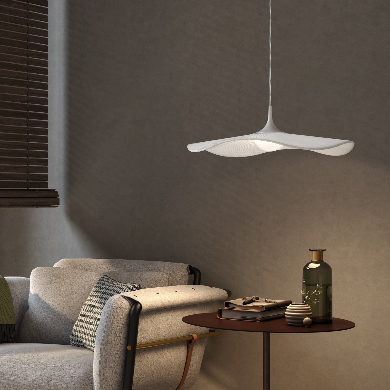 Bover LED hanglamp Mediterránia, wit, Ø 52 cm, kunststof