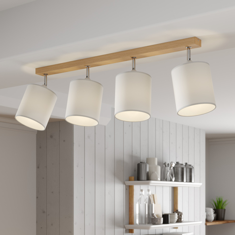 Foco de techo Corralee, blanco, lineal 4 luces