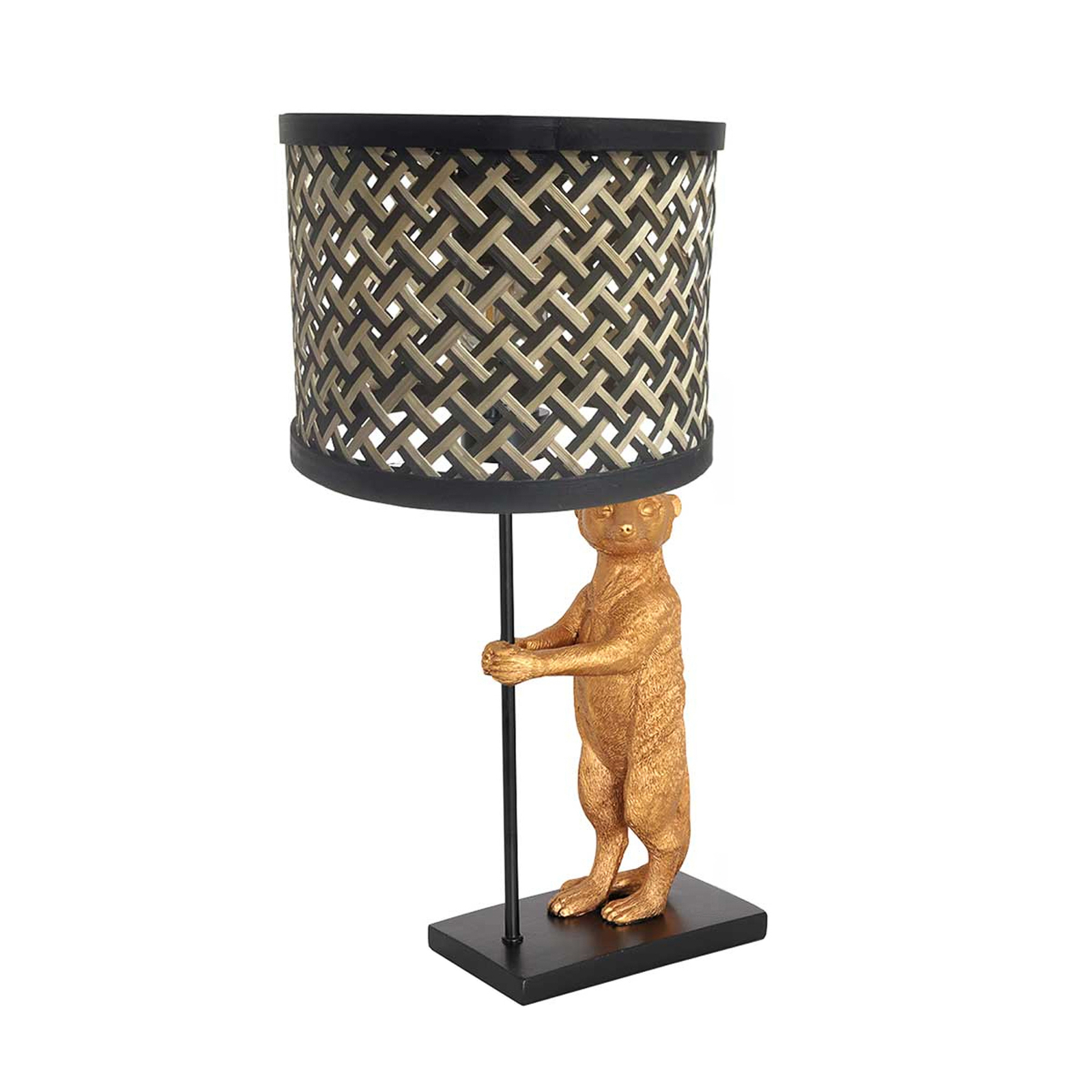 Animaux 3711ZW table lamp, black/natural wickerwork