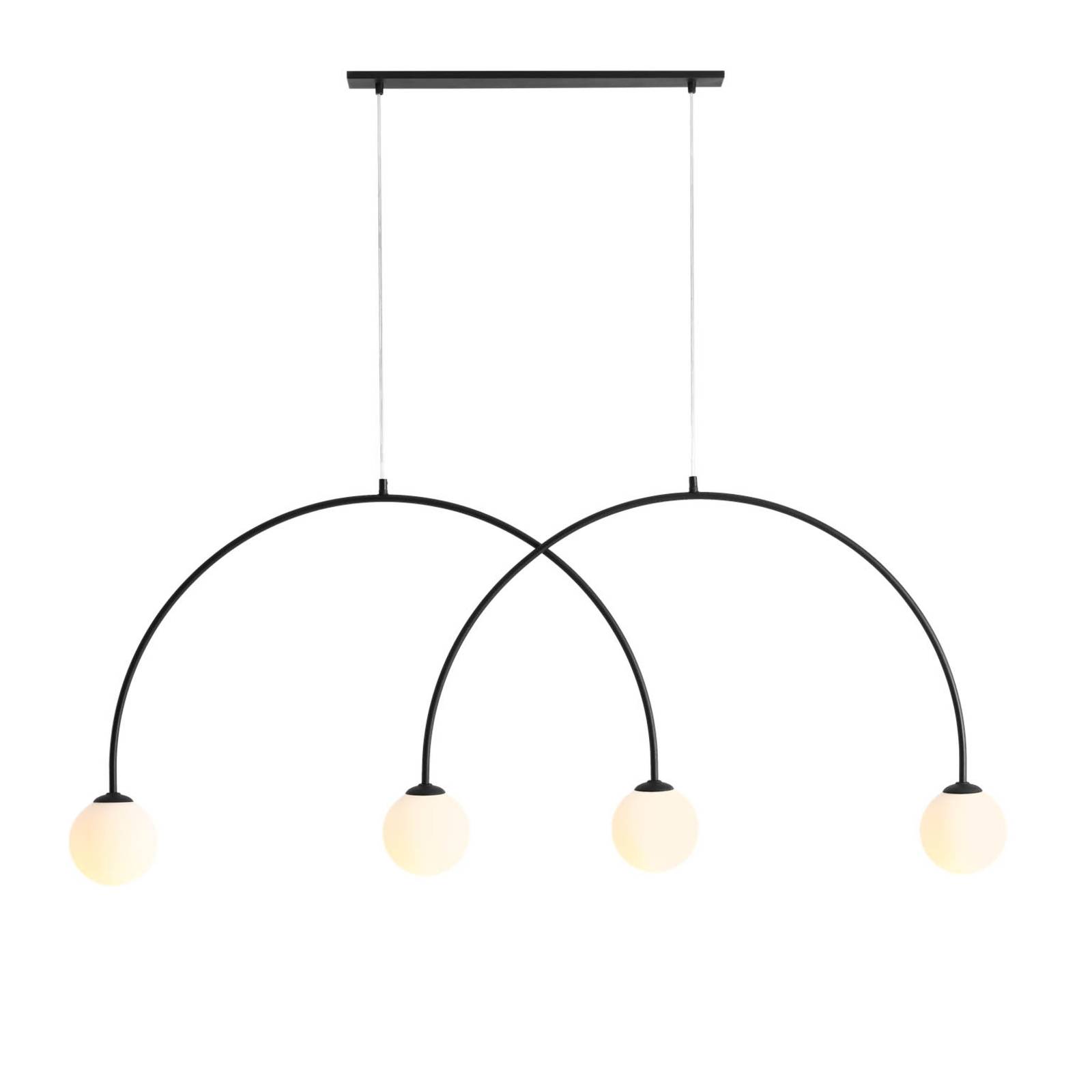 Suspension Alison noir/blanc 4 lampes arc 149 cm