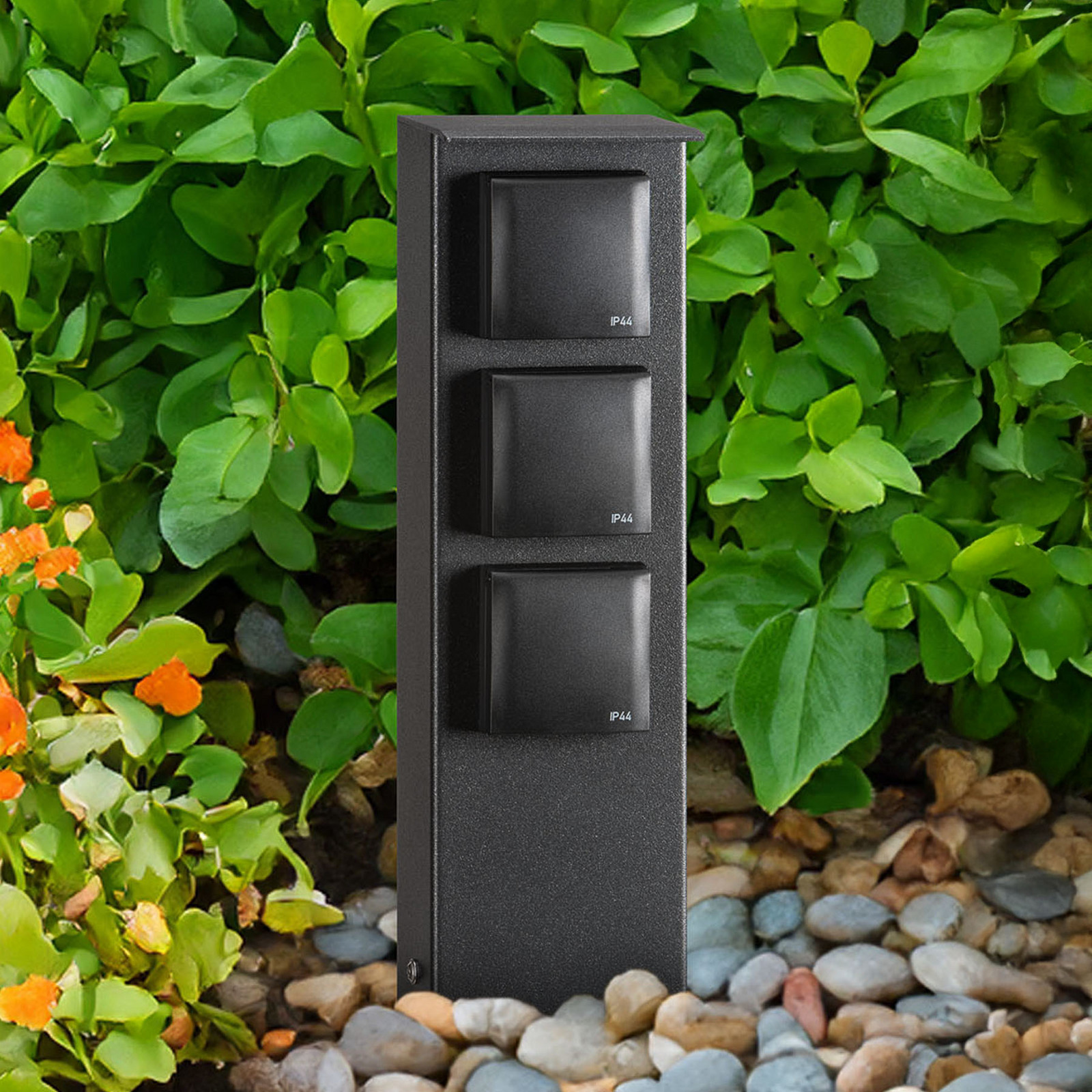 LCD Colonă cu prize triplă aluminiu oțel inoxidabil grafit