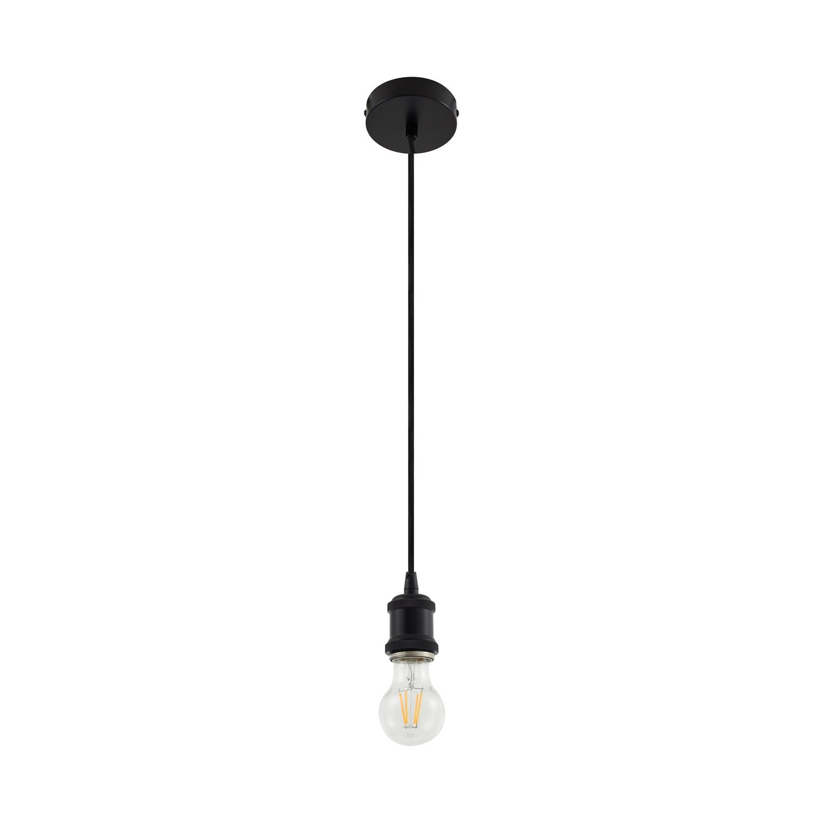 Hattie pendant light, E27 socket, Ø 5 cm, E27, black, metal - Lindby