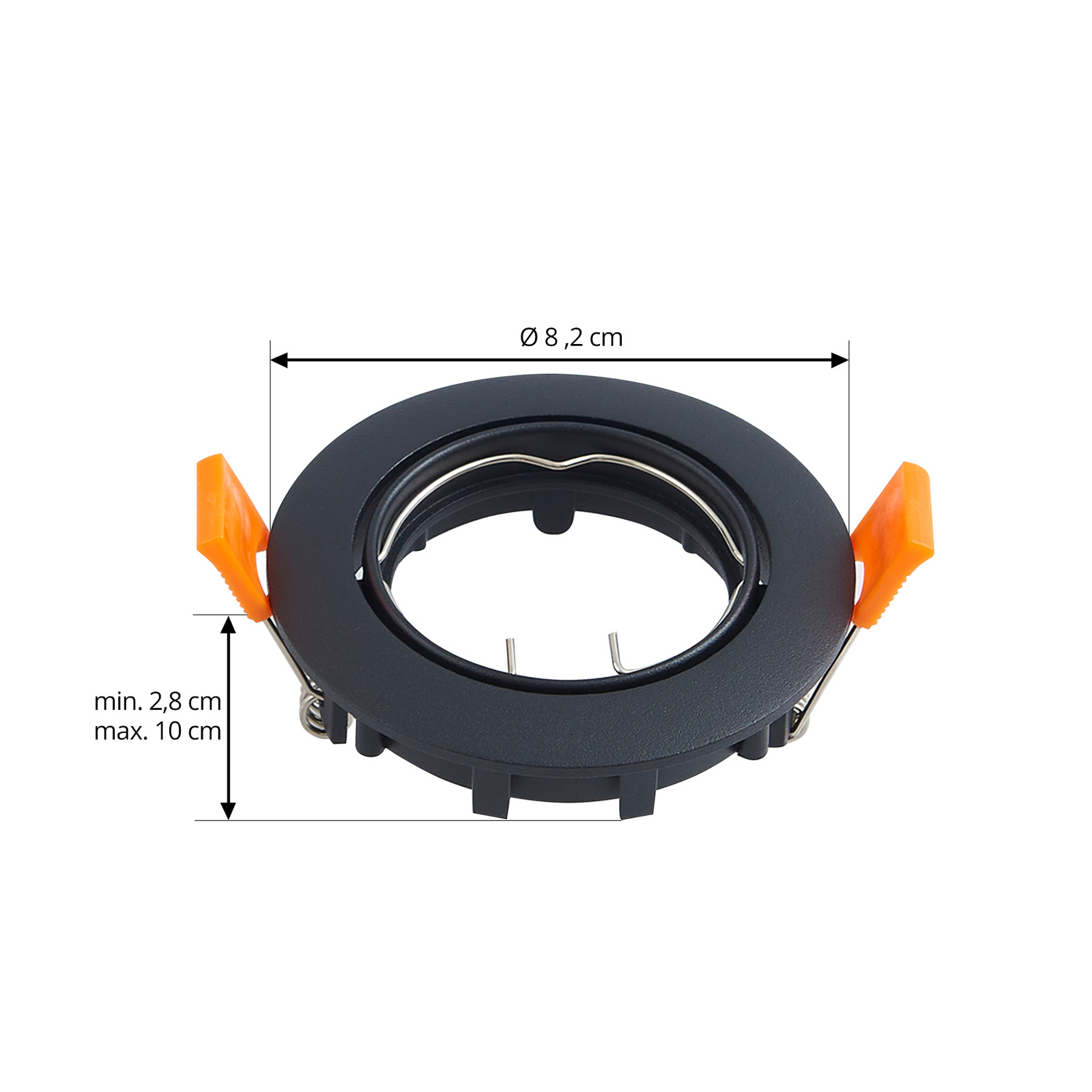 PRIOS beépíthető mennyezeti lámpa Fibur, fekete, cink, Ø 8,2 cm, 3 db