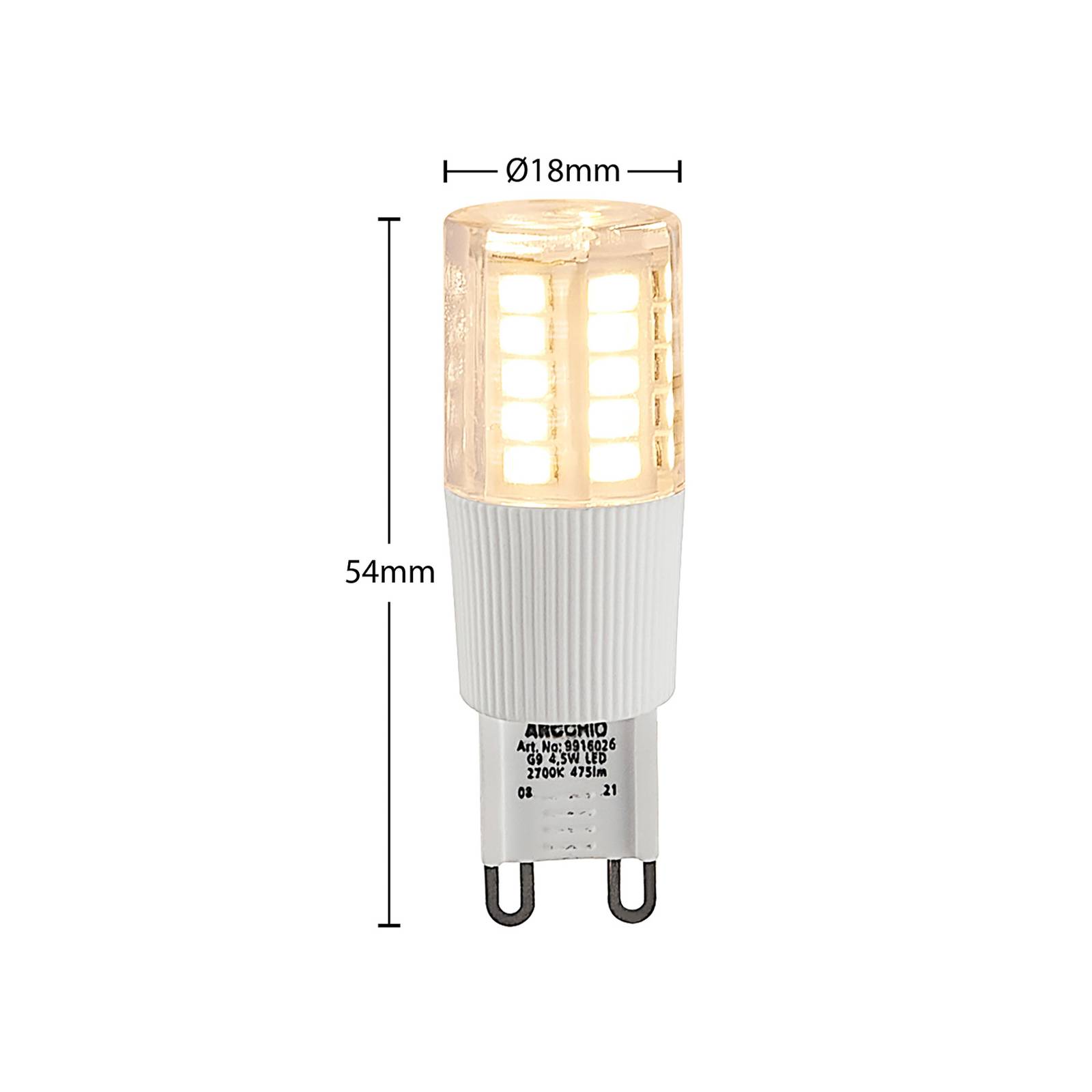 Žiarovka Arcchio LED s kolíkovou päticou, G9, 4,5 W, číra, 2 700 K