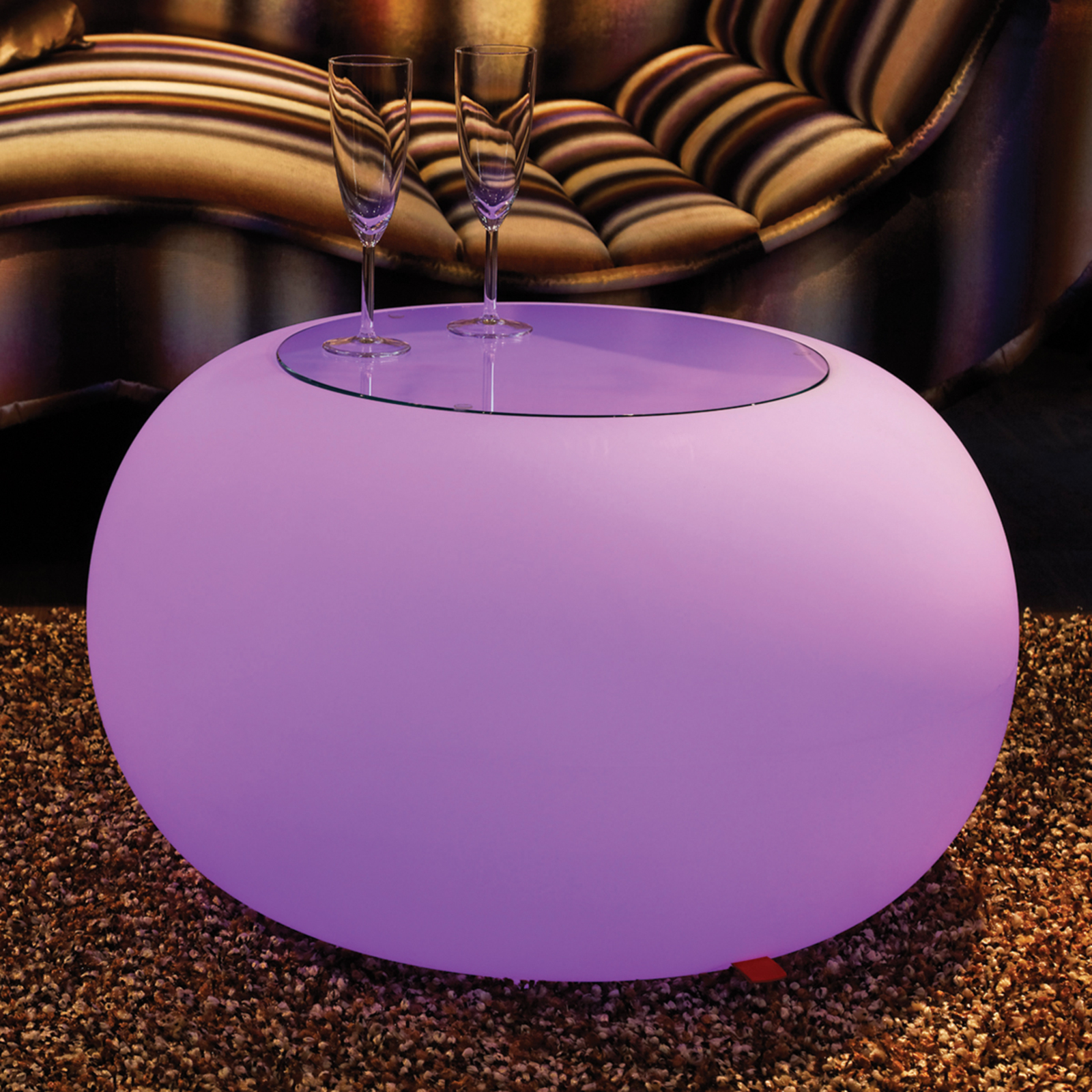 Moree Bord Bubble Indoor LED RGB + glassplate - Hvit / opal