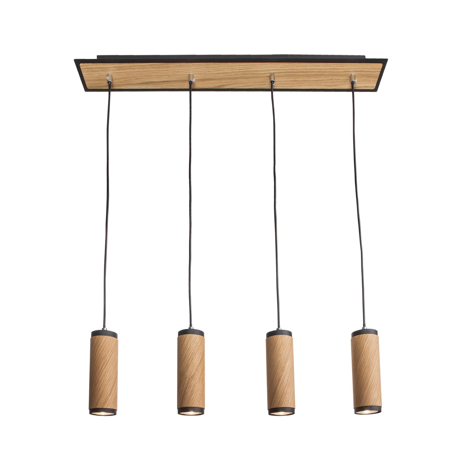 Candeeiro suspenso Bolivia, madeira, carvalho, 3 lâmpadas, comprimento 75 cm