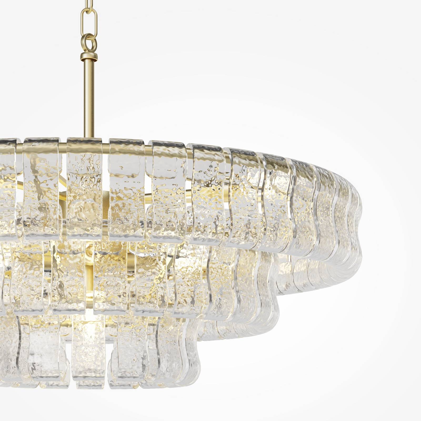 Lampa wisząca Boulder, przezroczysta/złota, szkło, Ø 67 cm, E14