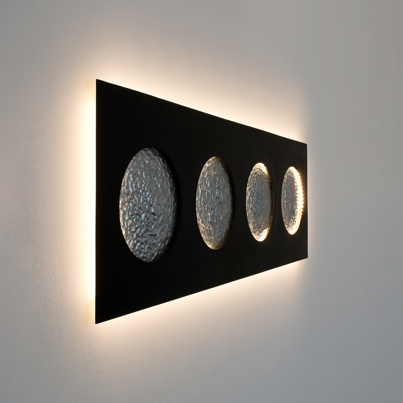 LED-vägglampa Fasi Della Luna, svart/silver