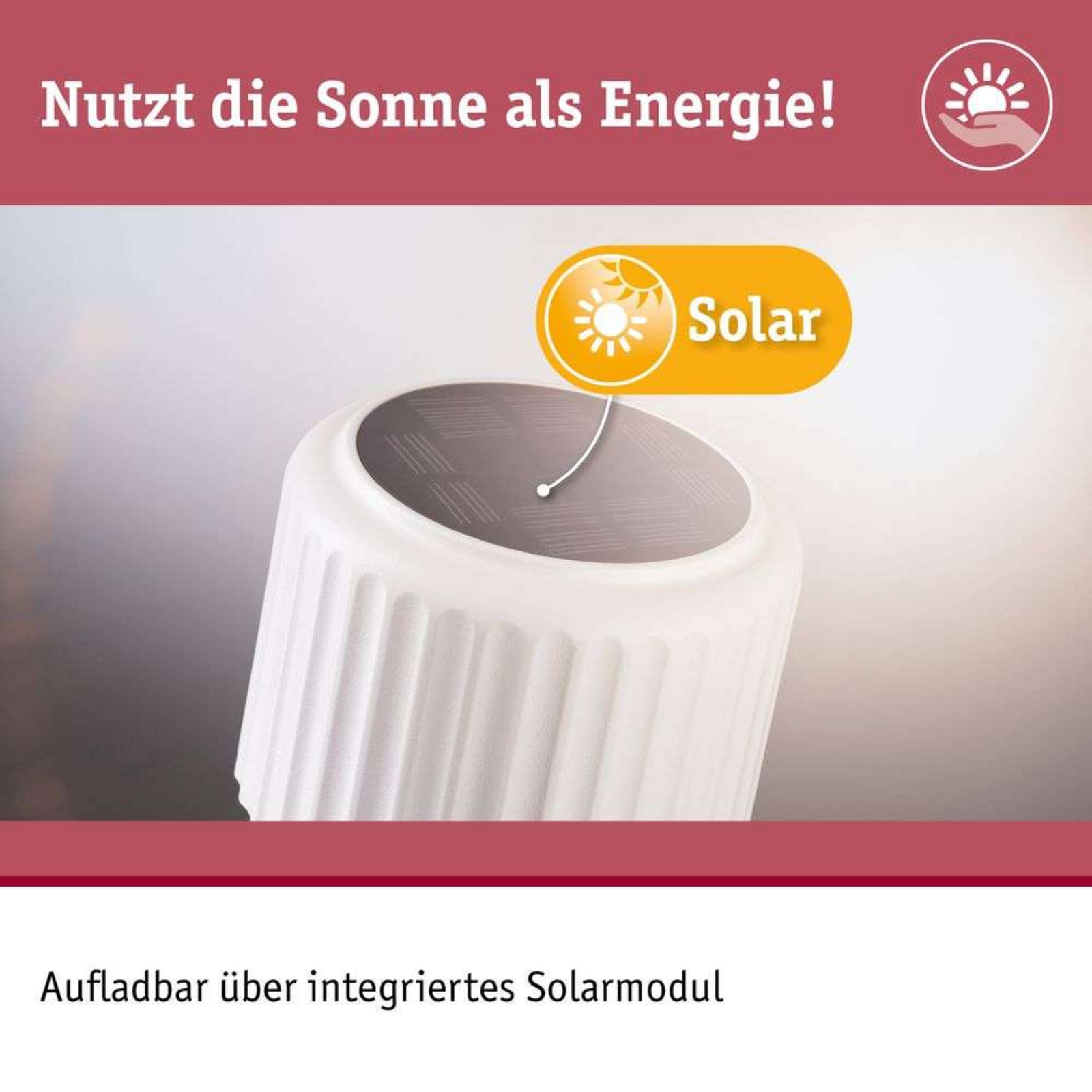 Else Solcelle Bordslampa w/USB-C Dim. IP44 Vit - Paulmann