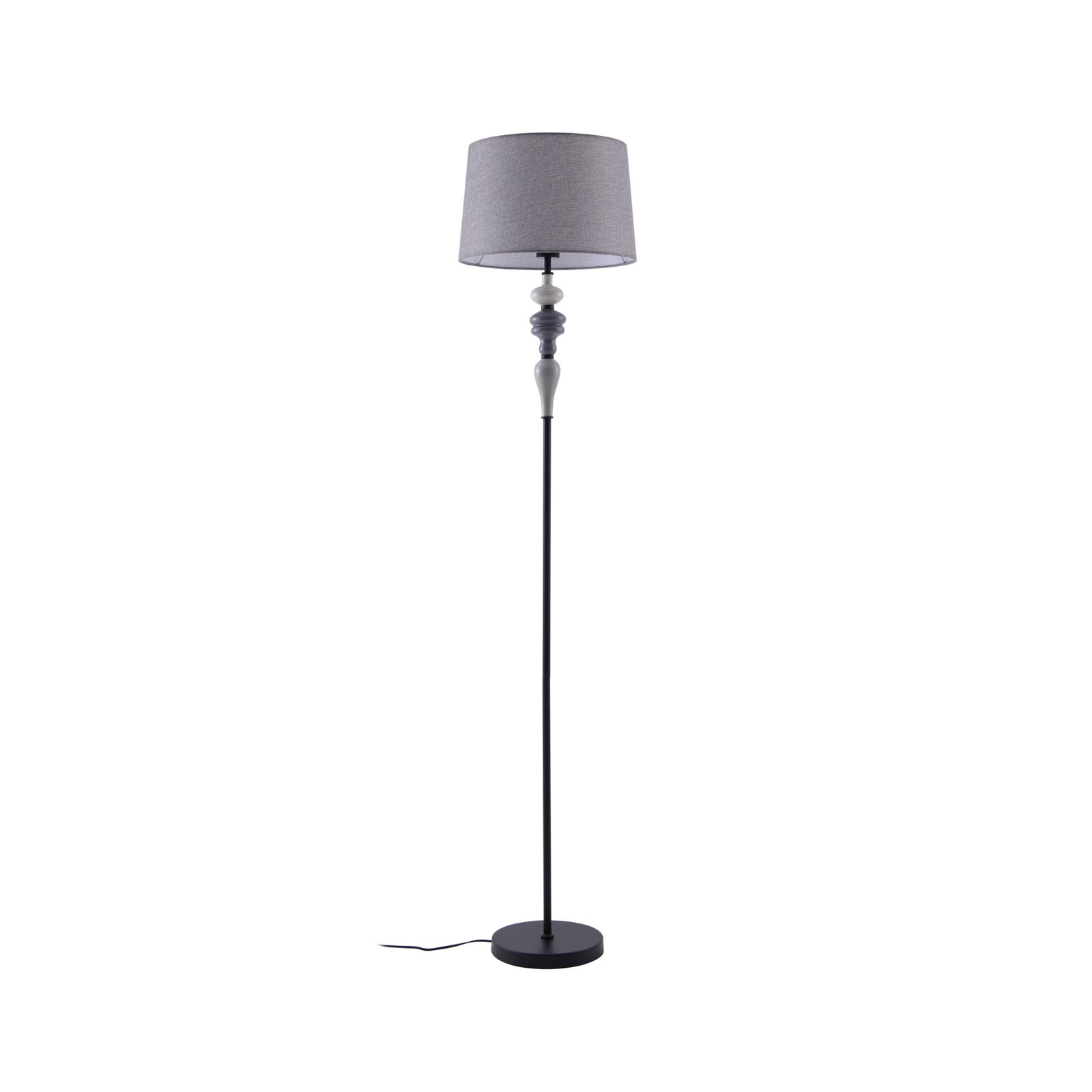 Lindby lampe sur pied Haldorin, gris/noir, textile, 157 cm
