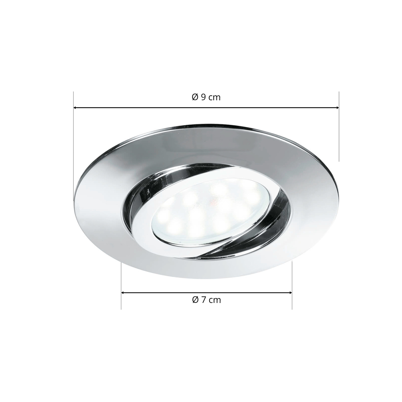 LED inbouwspot Zenit met IP44, chroom