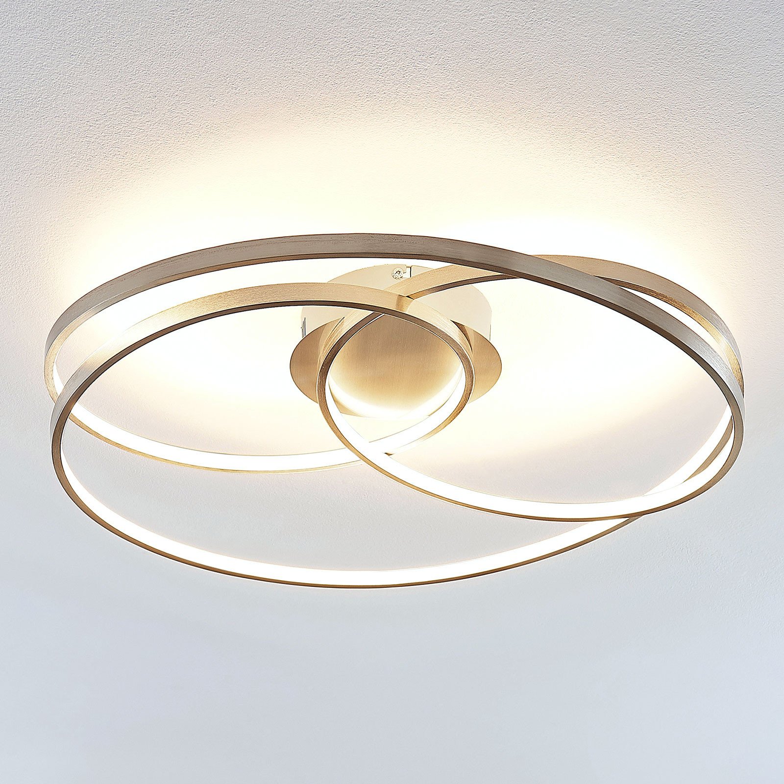 Lindby plafonieră LED Joline Ø 60 cm culoare nichel metal - Camera de zi / sufragerie - modern - nichel satinat