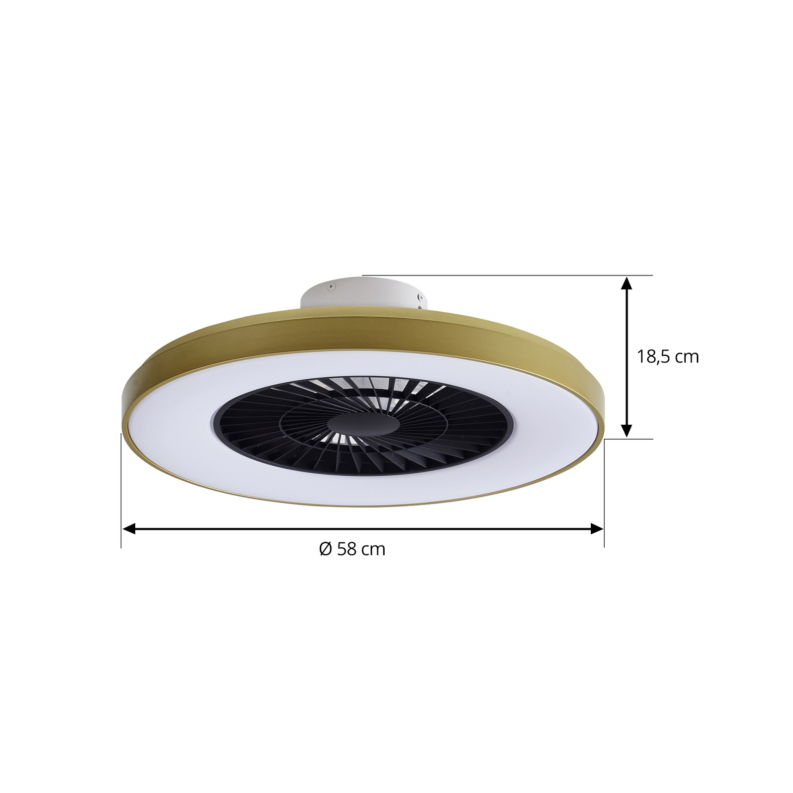 Lindby LED-Deckenventilator Teleo, messing, DC, leise, Tuya