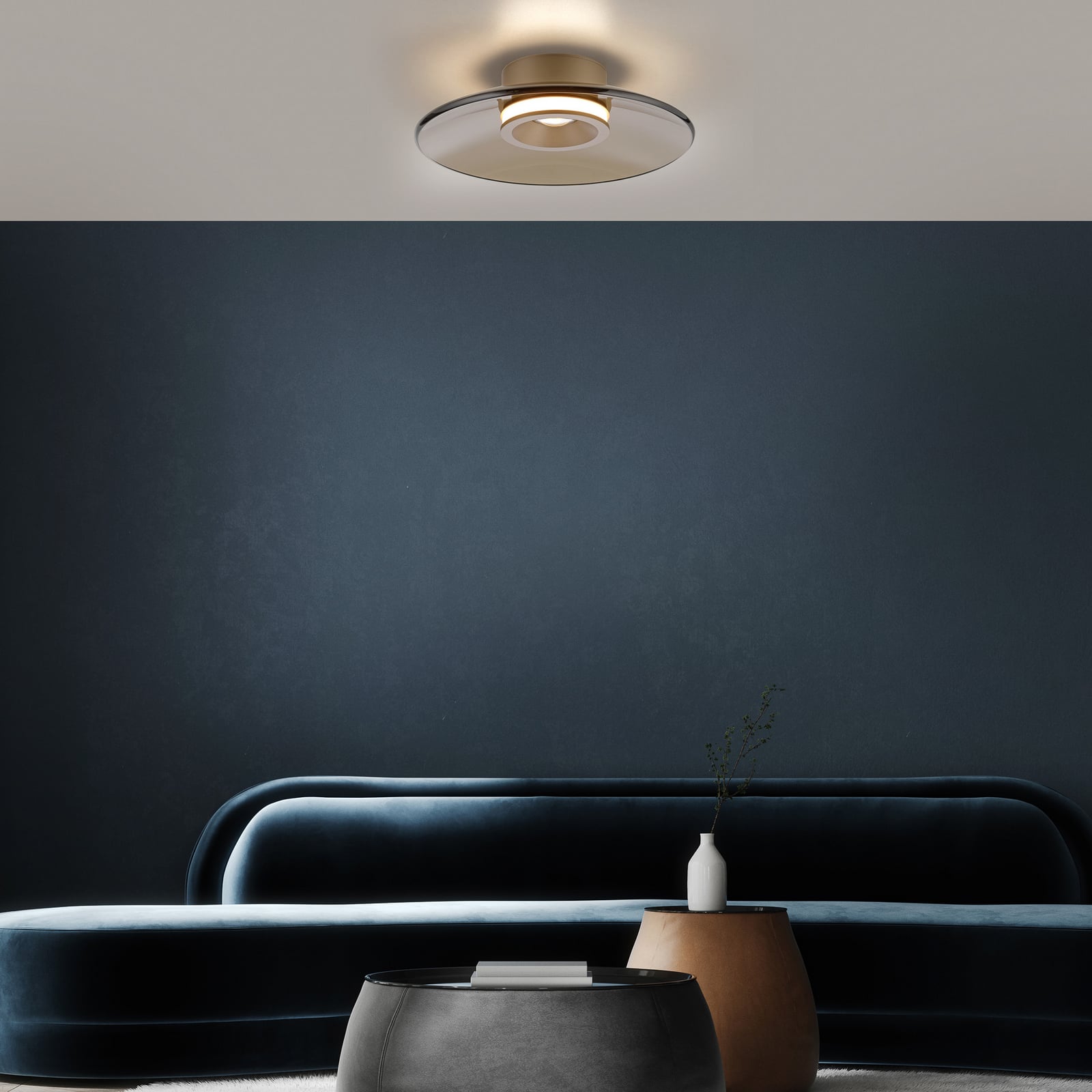 Moon LED-Deckenlampe bronce Ø32cm, Amberglas (dunkel) - PURE