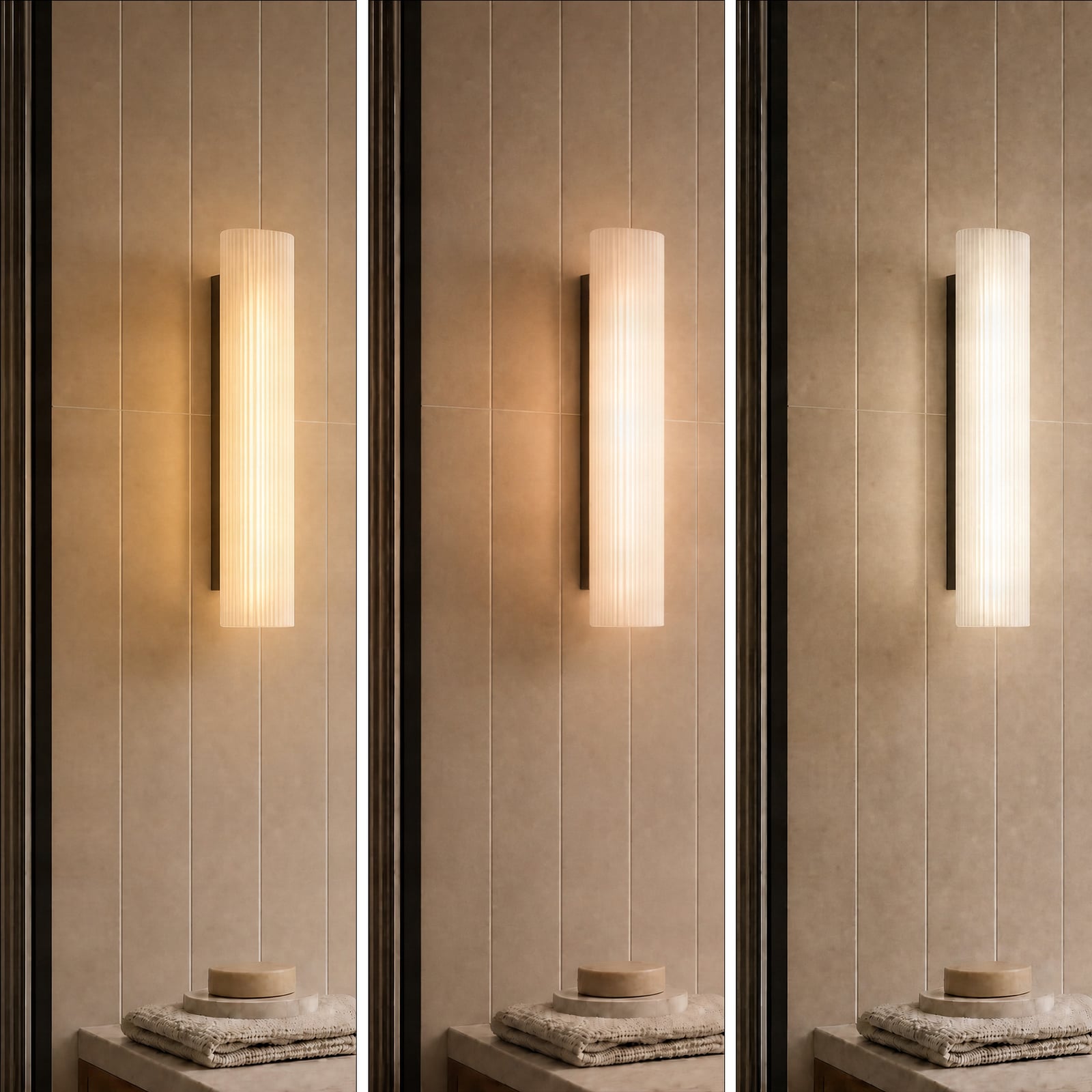 Victoire LED bathroom wall lamp, 50 cm, white/chrome, CCT, glass - Lucande Victoire LED bathroom wall lamp, 50 cm, white/chrome, CCT, glass - Lucande