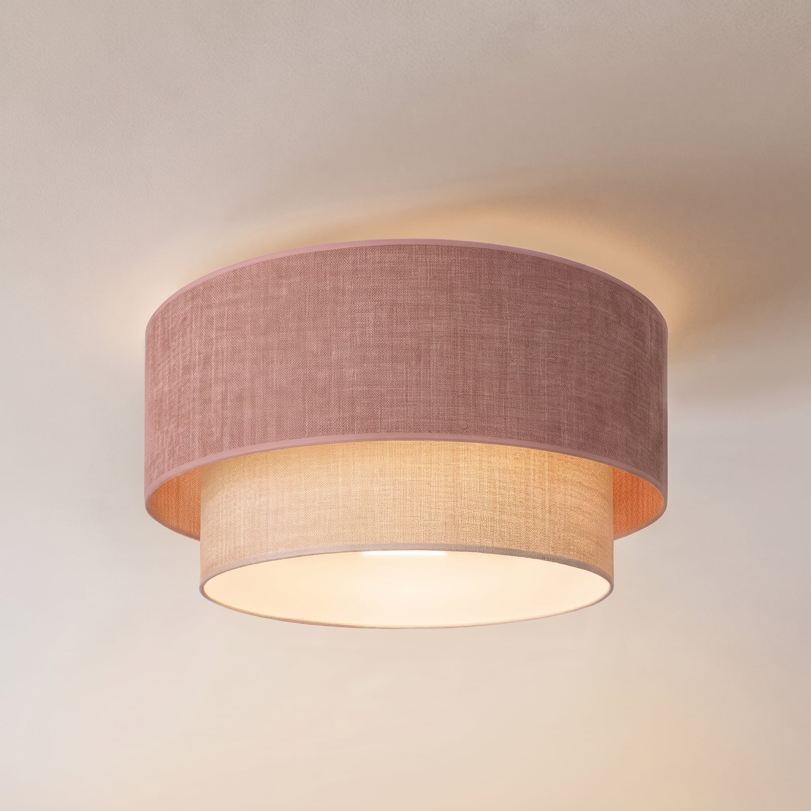 Lampa sufitowa Boho, różowo-beżowa, Ø 45 cm, tkanina, E27