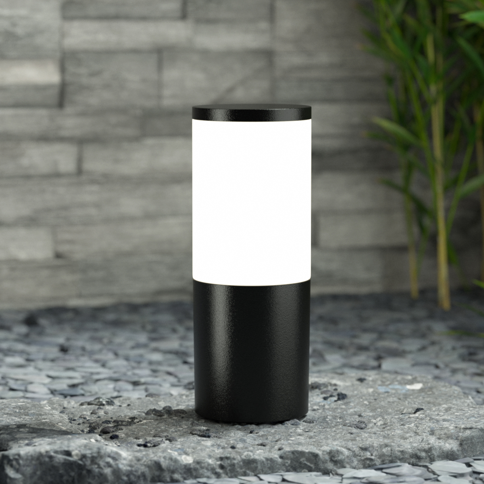 Fumagalli Amelia pillar lamp in black, height 25 cm, cast resin, PMMA, E27, 8 W, energy efficiency: A+, H: 25 cm