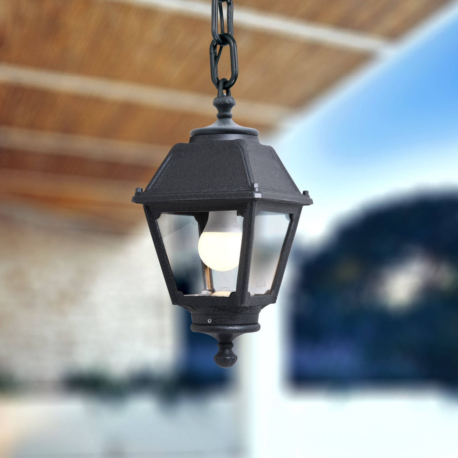 Outdoor hanging light Sichem/Mary black cover clear 2,700 K