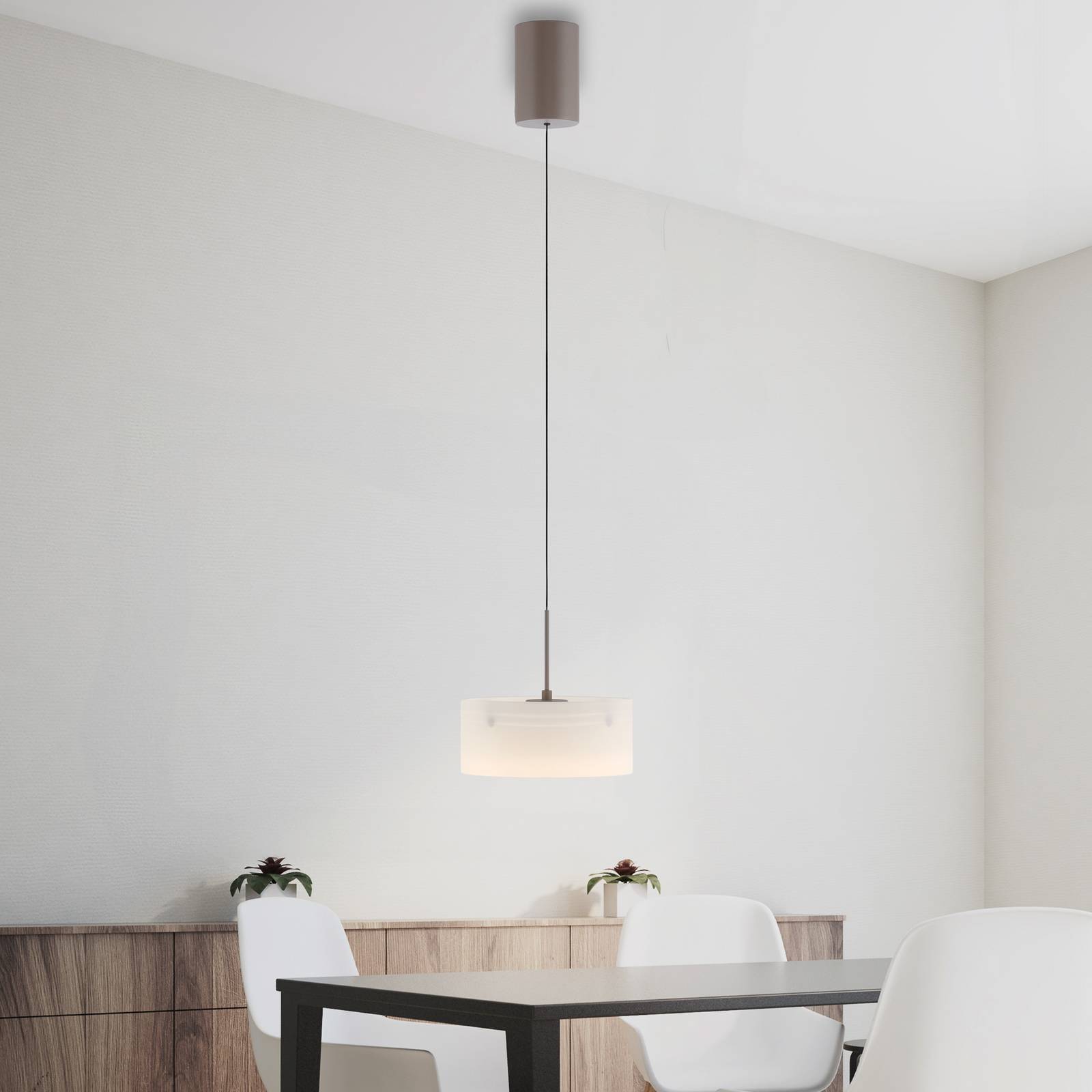  Paul Neuhaus Led-hängeleuchte Marika, Beige/weiß, ø 20 Cm, Glas, Dimmbar 