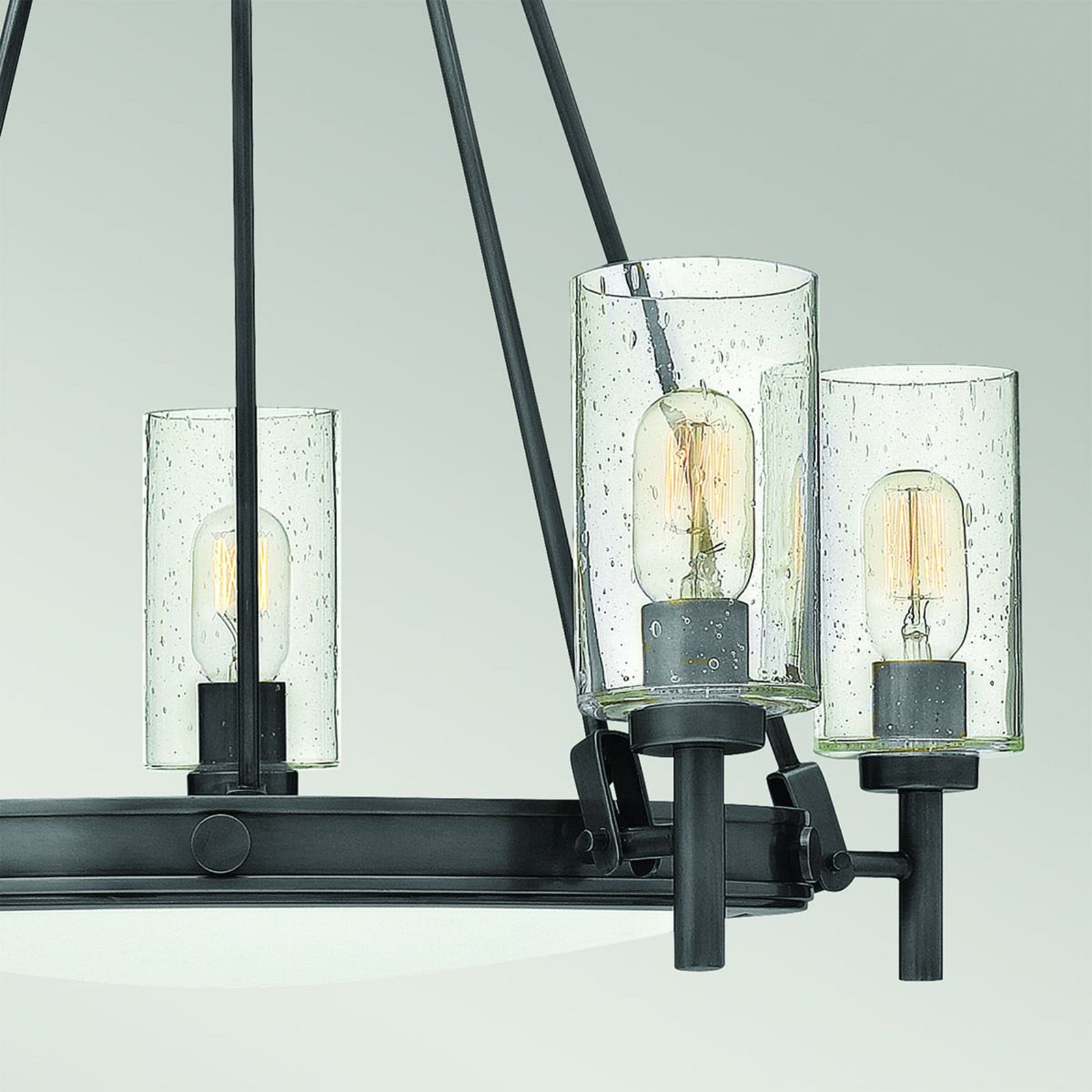 HINKLEY Candelabru Collier 5 becuri negru oțel sticlă E27 - Camera de zi / sufragerie - Antichitate - negru transparent - Metal