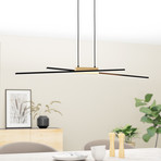 Panagria LED suspendat, negru cu detaliu din lemn