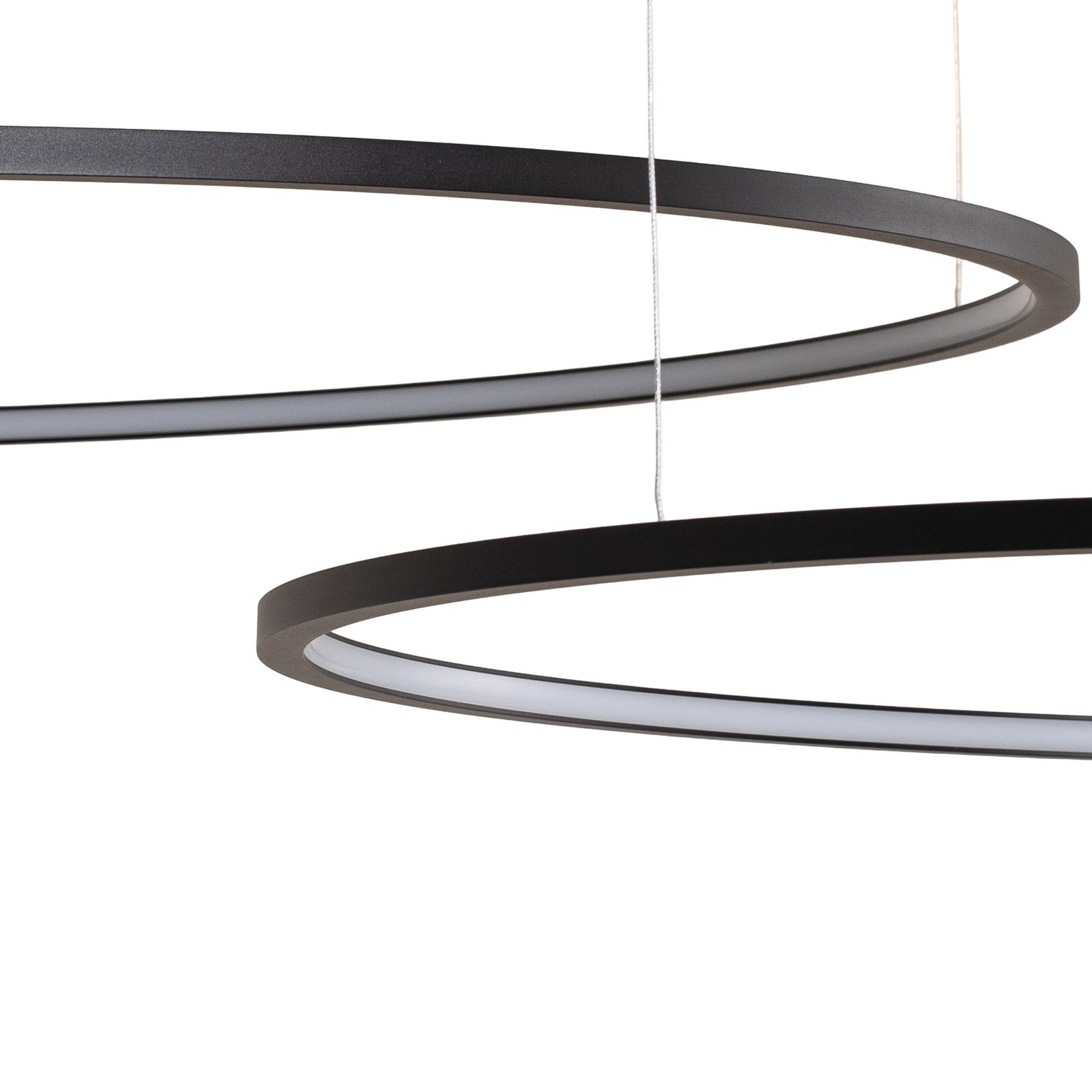 LED-hengelampe Saturno, svart, 3 lyskilder, metall, 4.000 K