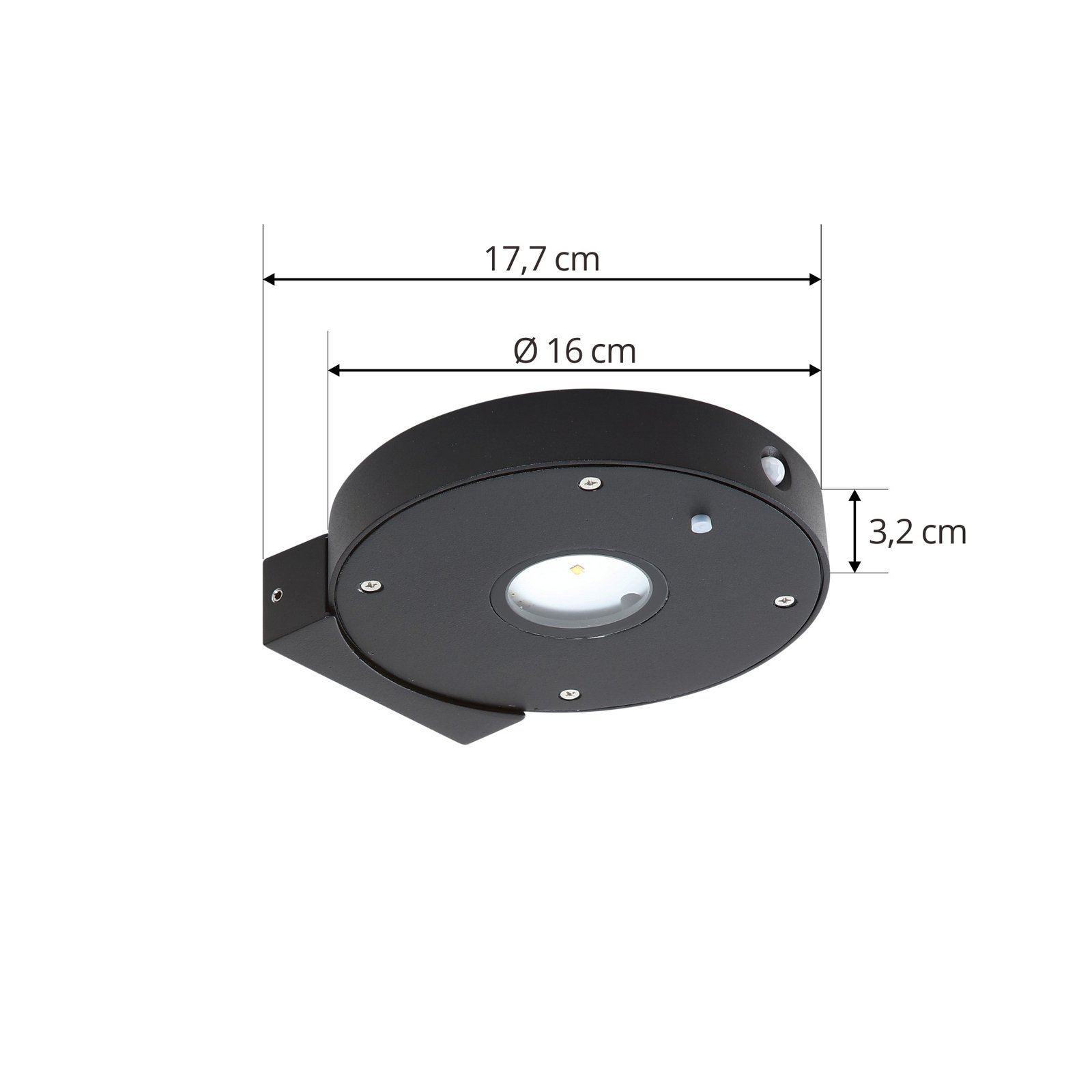 Lucande LED-Solar-Wandleuchte Tavon, rund, schwarz, Sensor