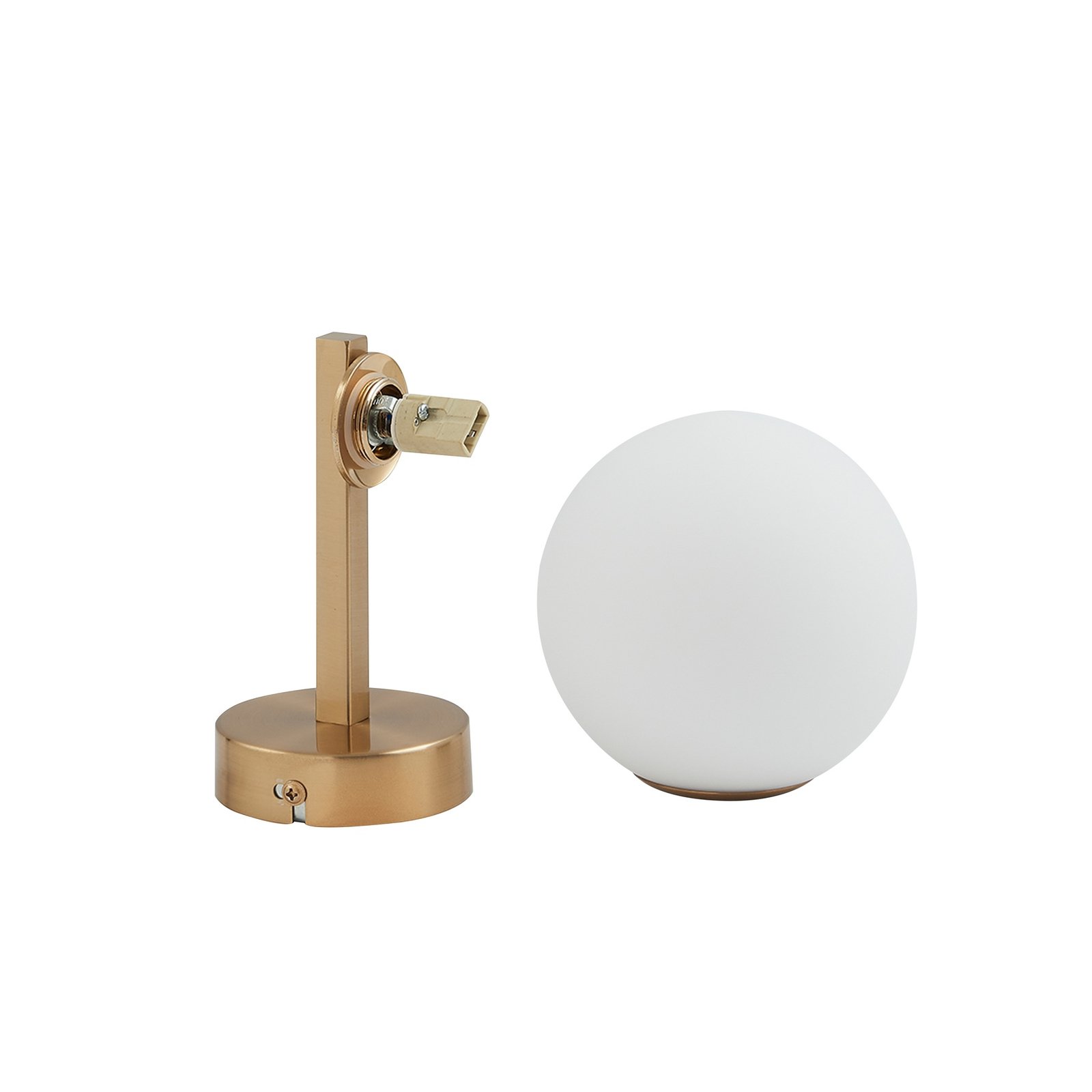 Lucande wall light Bidolo, brass-coloured, glass, 12 cm, IP44