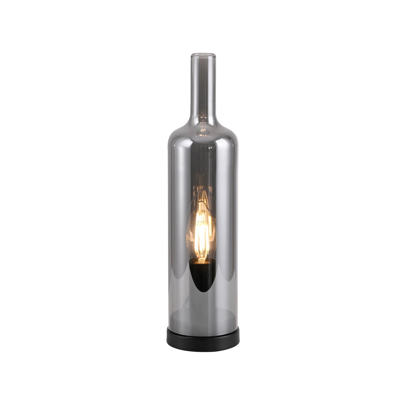 JUST LIGHT. stolní lampa Bottle, kouřově šedá, sklo, E14