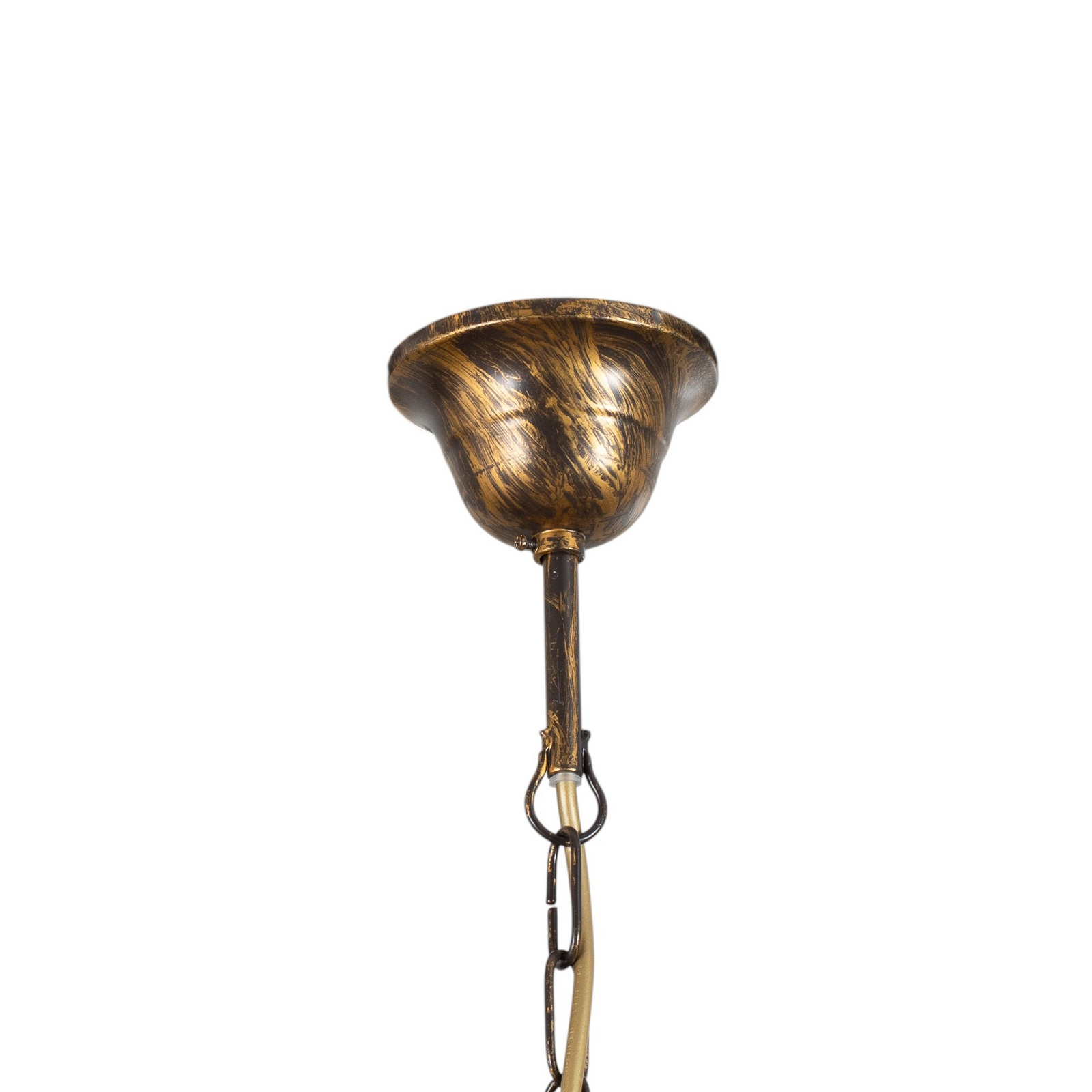 Hængelampe BILIARDO GIORGIO, creme/bronze, glas/jern 2 lyskilder.