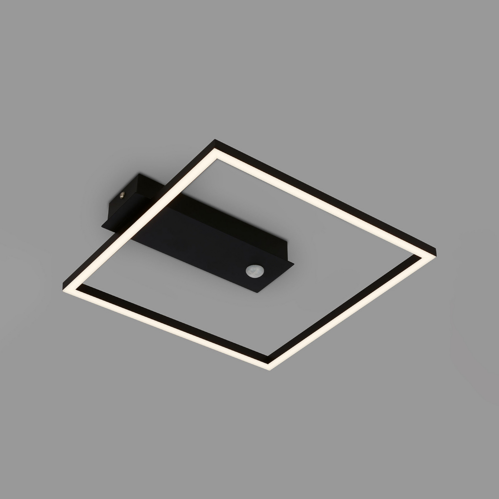 LED-Deckenleuchte Nici, schwarz, eckig, Bewegungsmelder LED-Deckenleuchte Nici, schwarz, eckig, Bewegungsmelder
