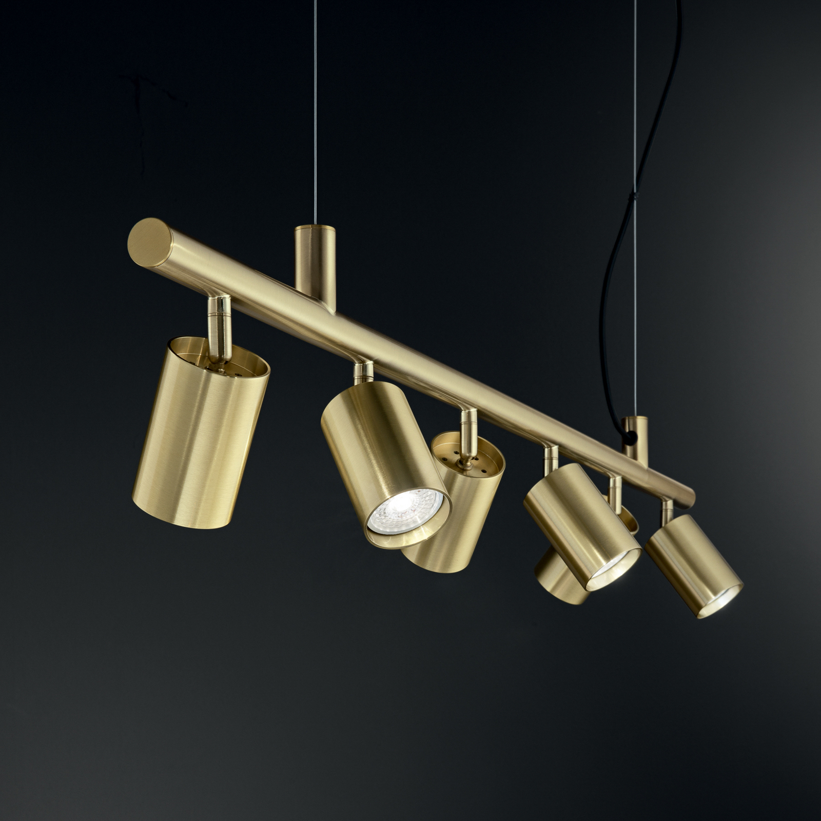 Suspension IDEAL LUX Dynamite Round en laiton, à 6 lampes Suspension IDEAL LUX Dynamite Round en laiton, à 6 lampes