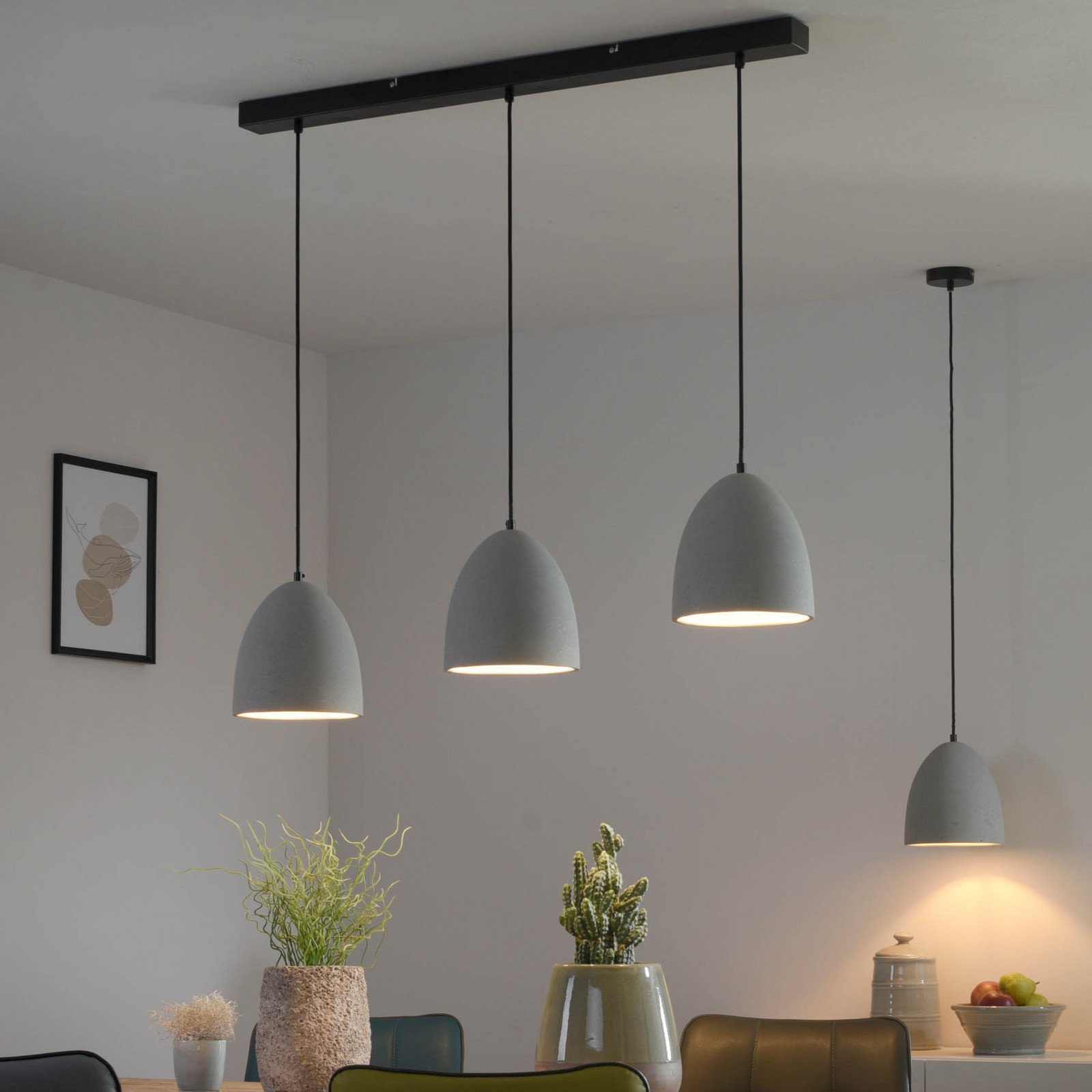 Paul Neuhaus lampă suspendată Eton 3 becuri 100 cm beton G9 - Camera de zi / sufragerie - gri beton negru