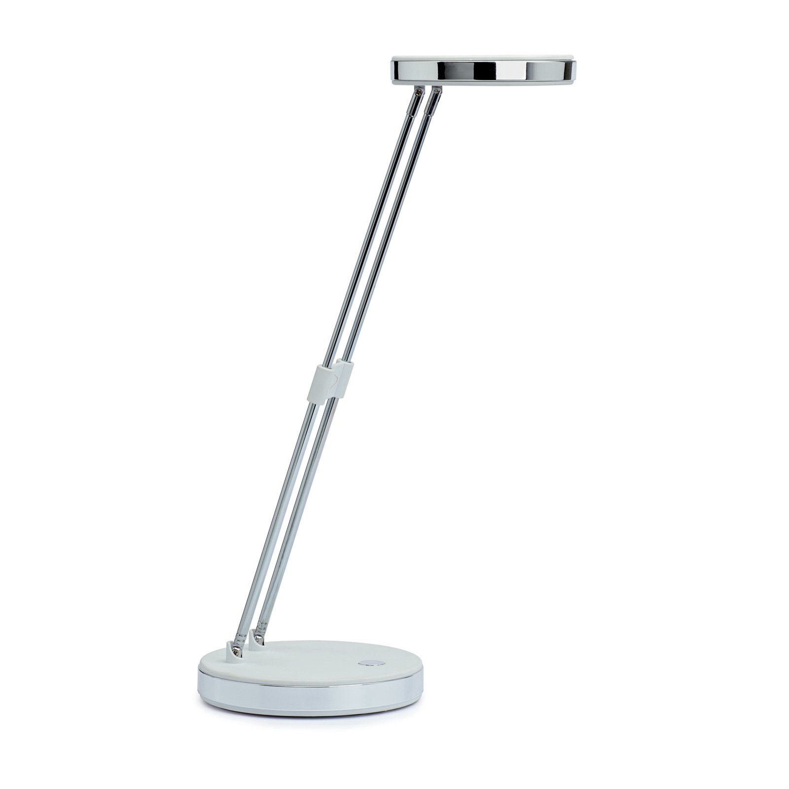 Lámpara mesa LED MAULpuck brazo telescópico blanco