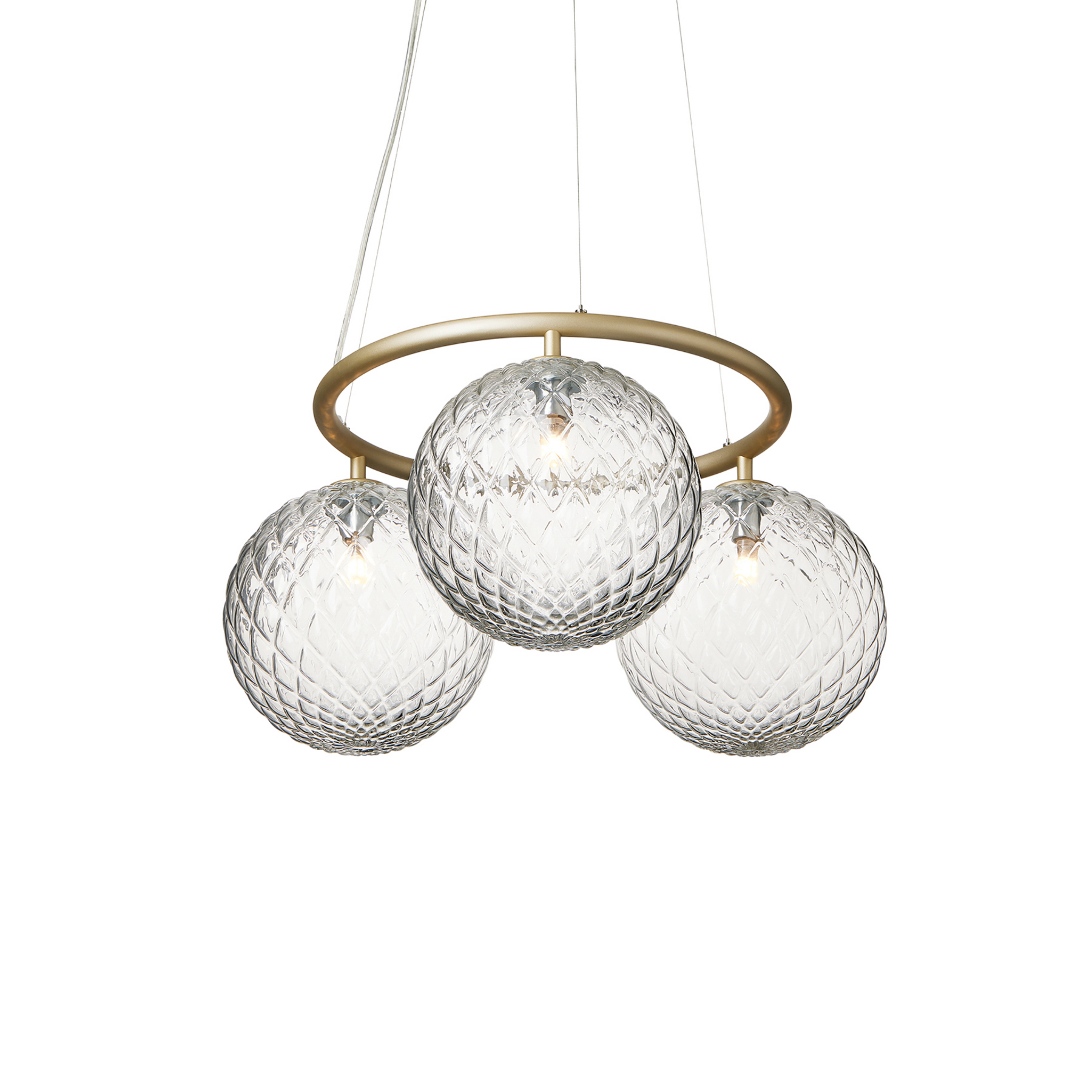 Miira 3 lampadario Circular, ottone/trasparente, Ø 54 cm - Nuura