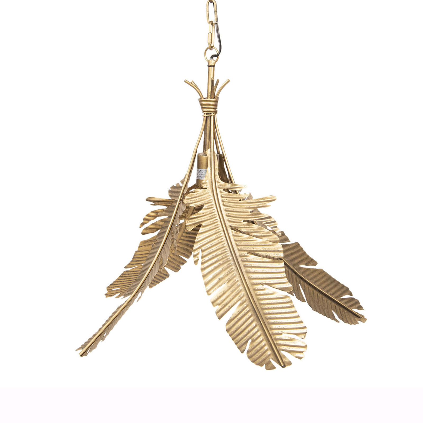 Clayre & Eef 611 hanging light, feather lampshade made of metal, for Living / Dining Room, metal, E27, 40 W, energy efficiency: A++, H: 62 cm