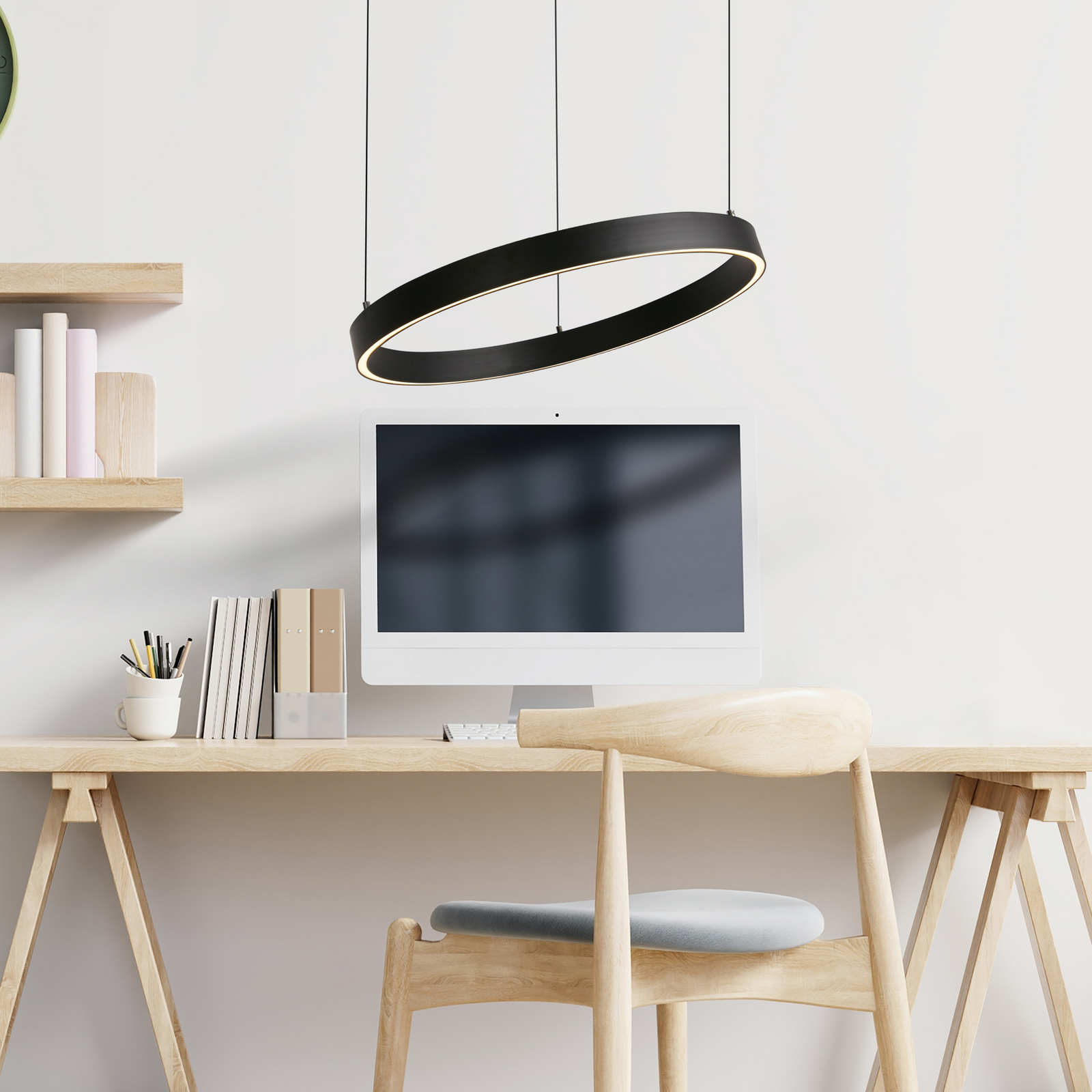 Żyrandol LED Layla, czarna, Ø 44 cm CCT, z regulacją wysokości