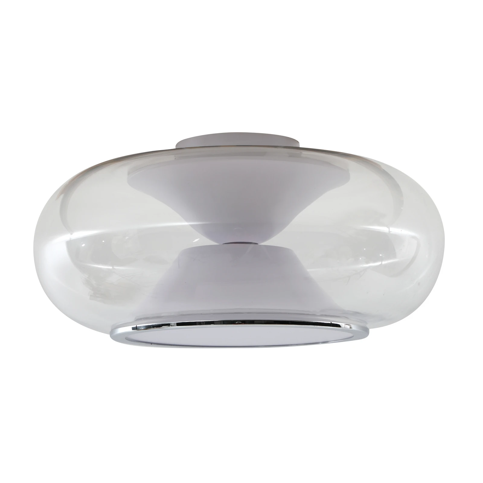 Lucande LED griestu gaismeklis Orasa, stikls, balts/tīrs, Ø 43 cm