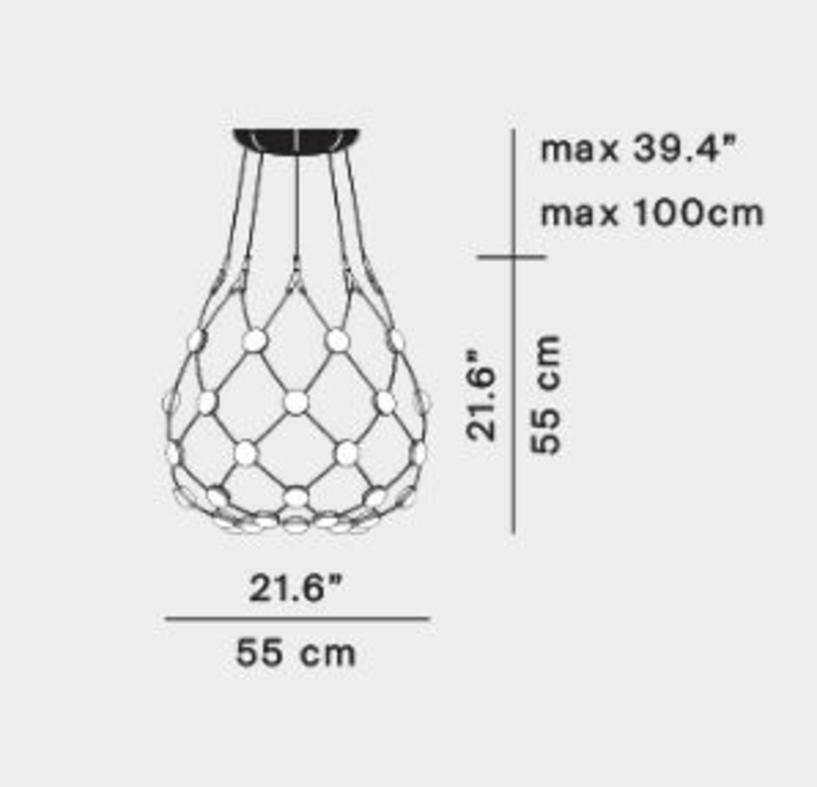 Mesh Lustră Pendul Ø55XH55 1m Phase Black  - Luceplan