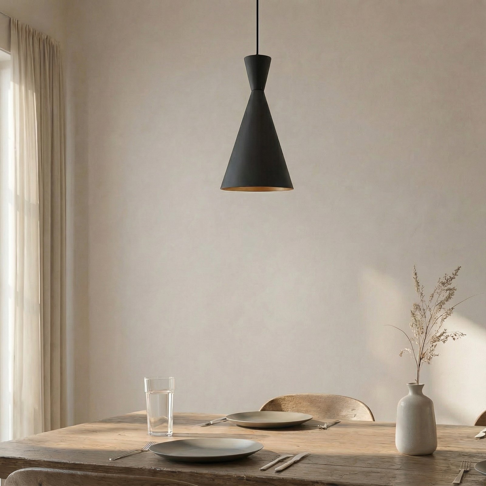 Glenora rippvalgusti, must, Ø 18 cm, metall, E27