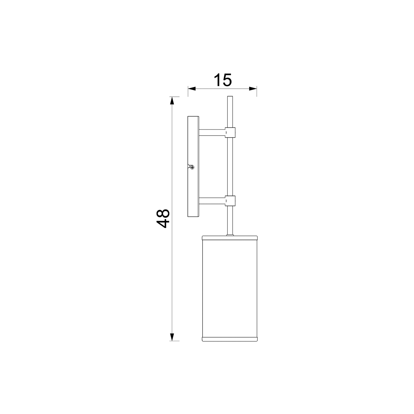 Wandlamp Wall, titaniumkleurig, hoogte 48 cm, staal