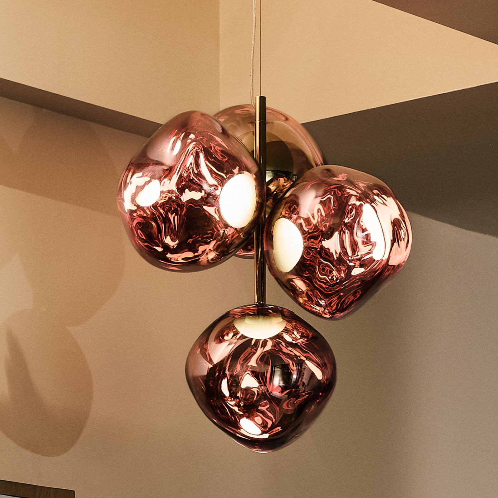 Tom Dixon LED hanging light Melt Chandelier Mini, copper-coloured