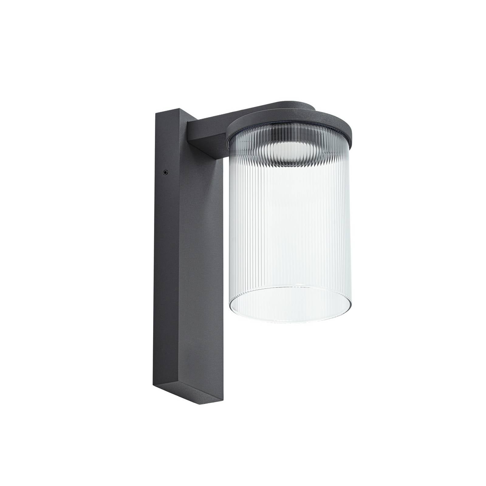 Lucande LED-Außenwandleuchte Beelia, anthrazit, geriffelt