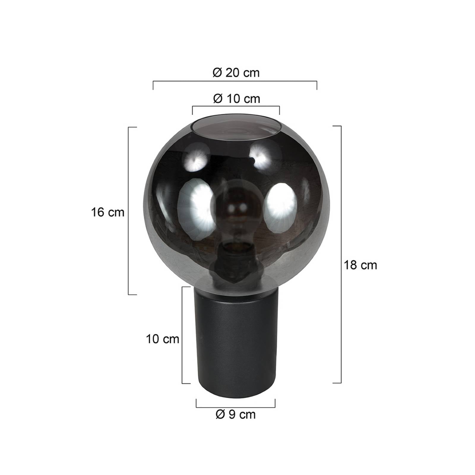 Steinhauer Stolní lampa Bloeba, černá/kouřově šedá, Ø 20 cm, skleněná koule