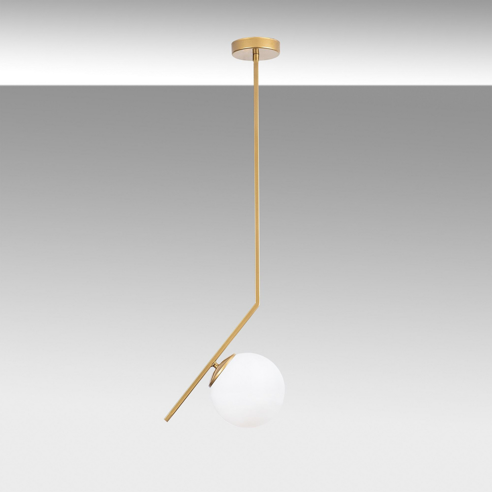 Hängeleuchte Dolunay, 25 cm lang, goldfarben, Glas, E27